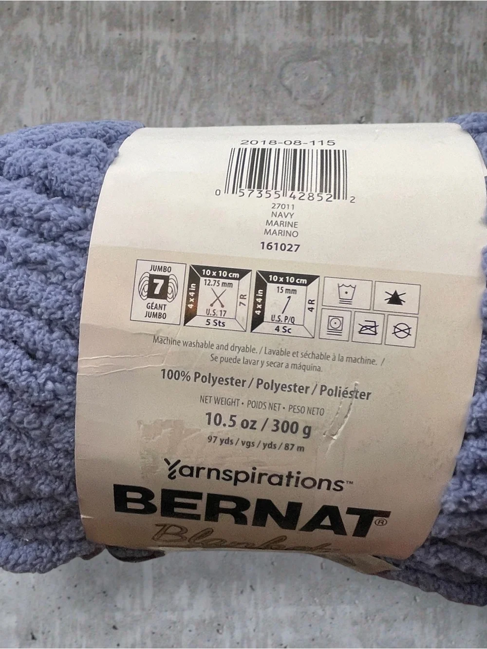 Bernat Blanket Extra Yarn Bundle 27011 NAVY MARINE 10.5oz/300g 220 Yards (2Pk)